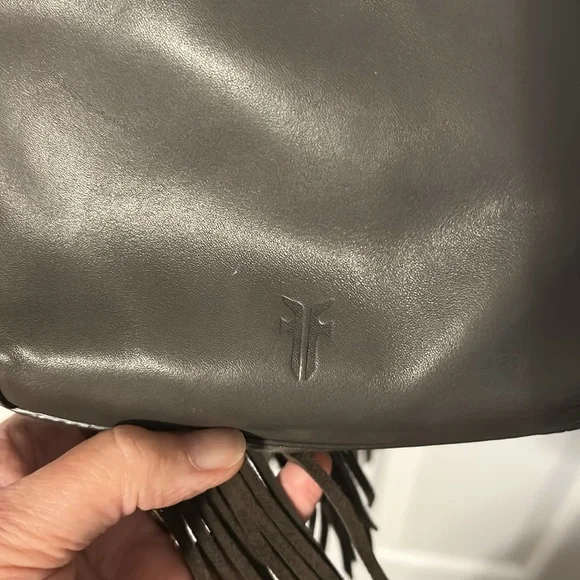 Frye leather Fringe Crossbody Bag. Gray, preowned, good condition. - Picture 3 of 16
